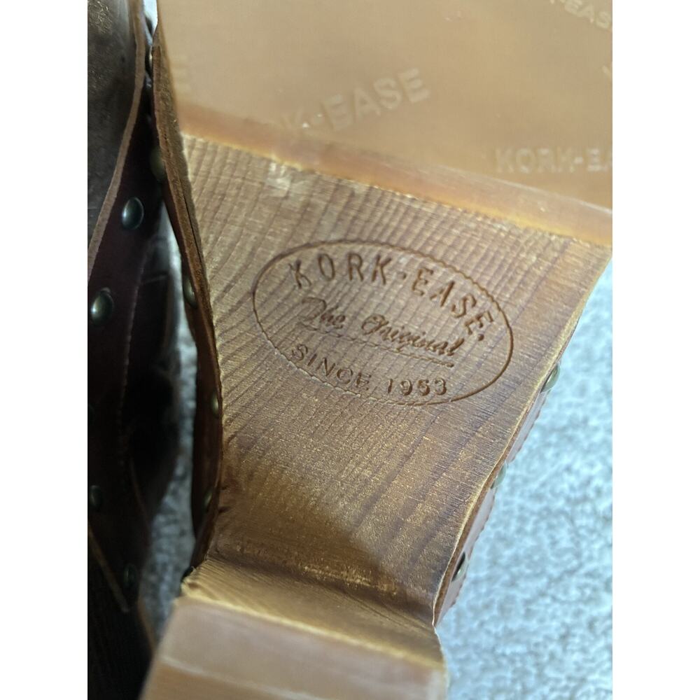Kork Ease Clog Sandal Charissa Women 8 Platform Leather Cognac Boho Studded - Picture 10 of 11
